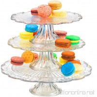 Palais Glassware Elegent 3 in 1 Cupcake or Cake Stand - Mix and Match Use As a One Tier  Two Tier or Three Tier or As 3 Separate Cake Stands - 10" High X 12" Diameter (Leaf Design) - B00NMVIID0